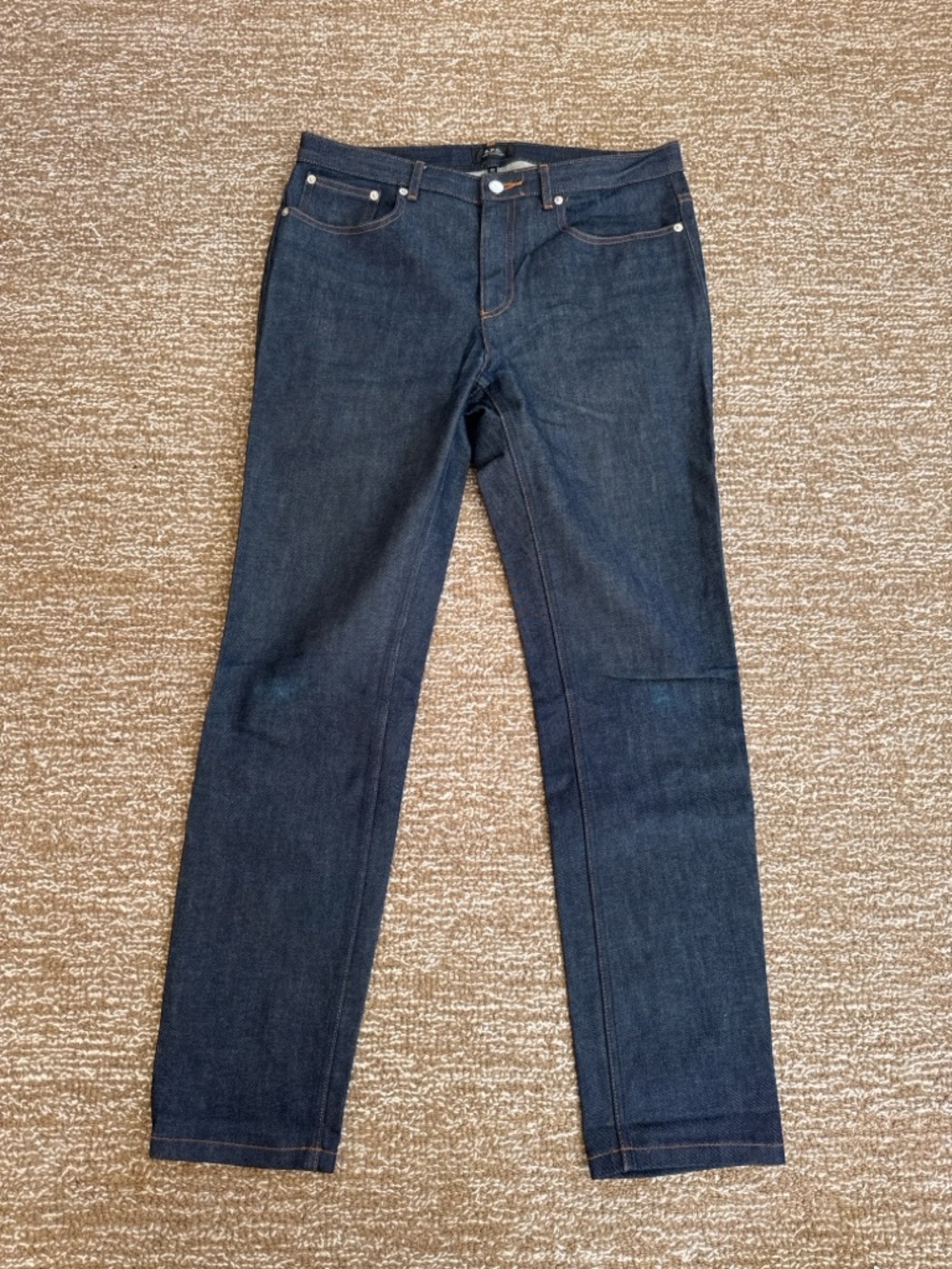 APC Men's Dark Blue Straight-Leg Jeans
